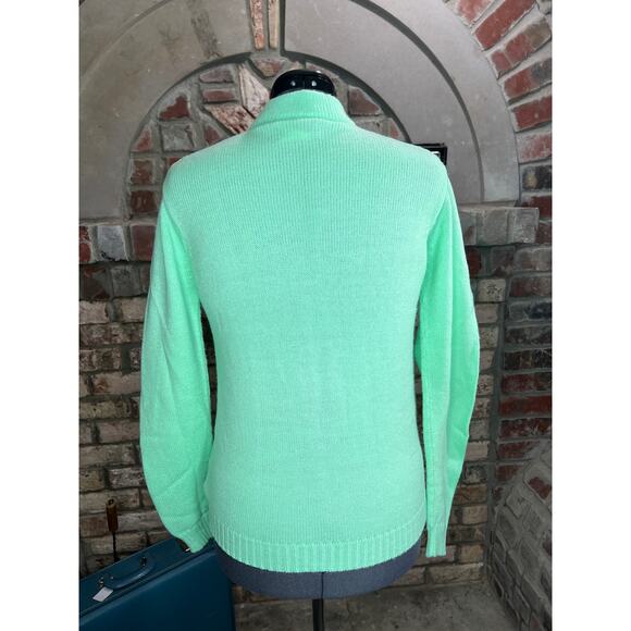 cardigan sweater cabled mint green vintage 1950s - Picture 3 of 10